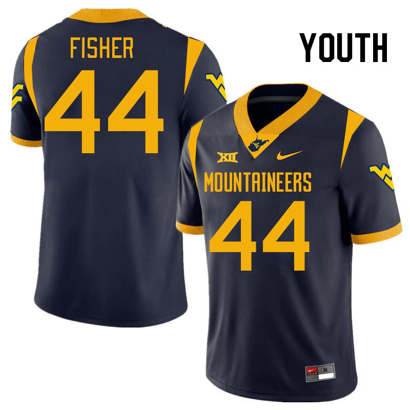 Youth #44 Oryend Fisher West Virginia Mountaineers College 2024 New Uniforms Football Jerseys Stitch